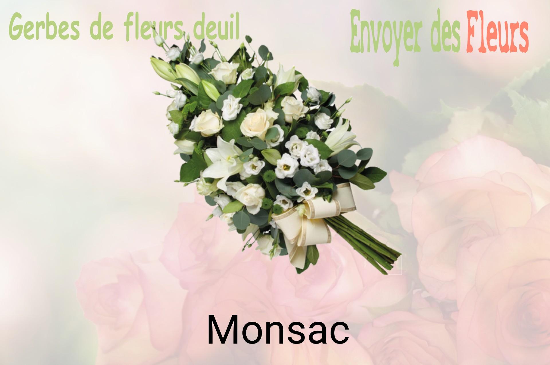 Gerbe de fleurs de deuil livrée à Monsac